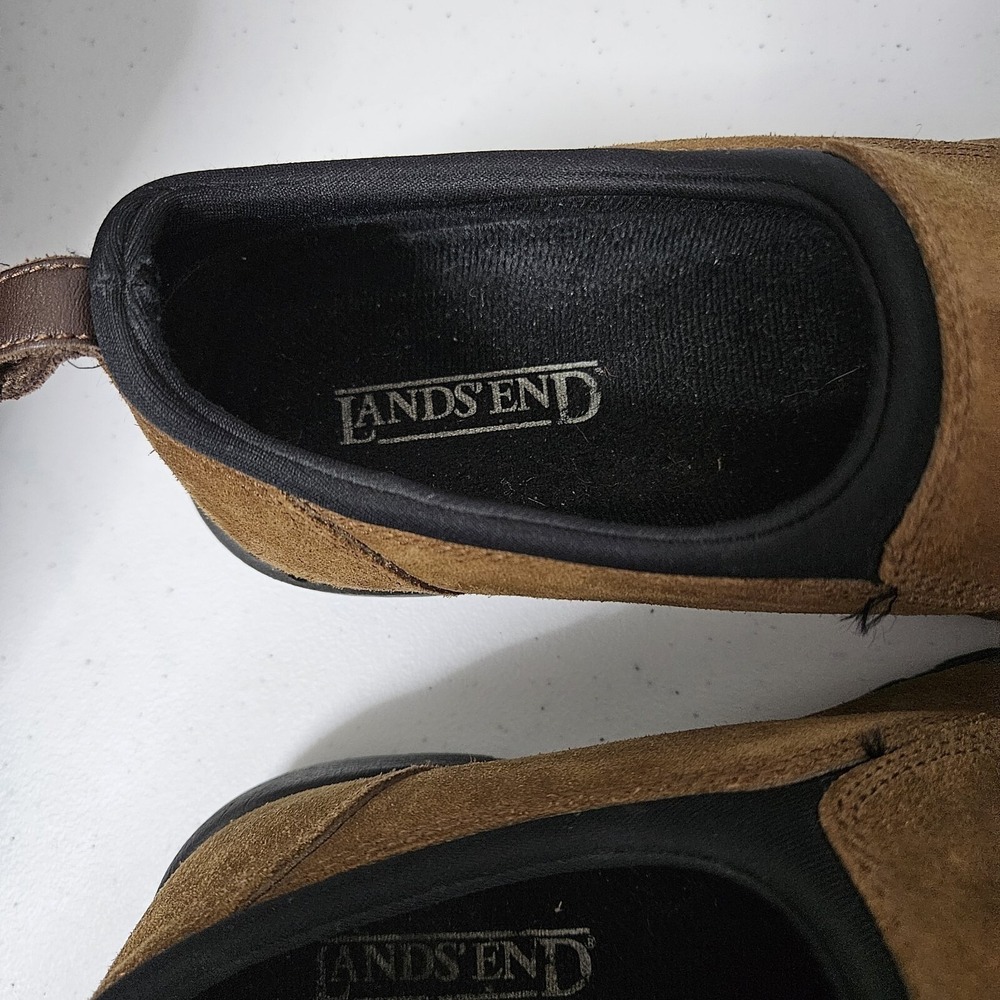 Lands End Slip On Shoes Mens 9D Brown Suede Moc Toe Rugged Lug Sole Loafers - Picture 4 of 8